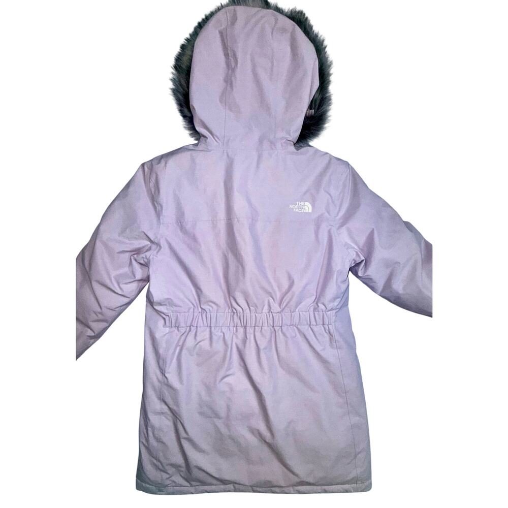 THE NORTH FACE Sz XL 550 Down Arctic Parka Lavender Fur Hooded Jacket Coat - Picture 6 of 15